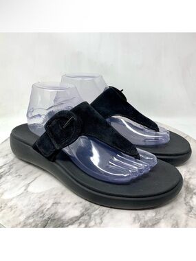 Vionic Recovery RX Activate RX Black Suede Adjustable Comfort Sandals 9.5 Wide